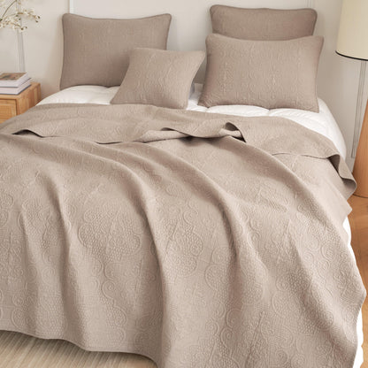 DaDa Bedding Neutral Taupe Beige Sandy Elegant Matelasse Cotton