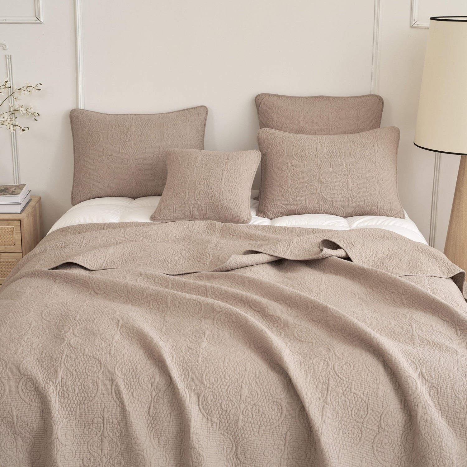 DaDa Bedding Neutral Taupe Beige Sandy Elegant Matelasse Cotton