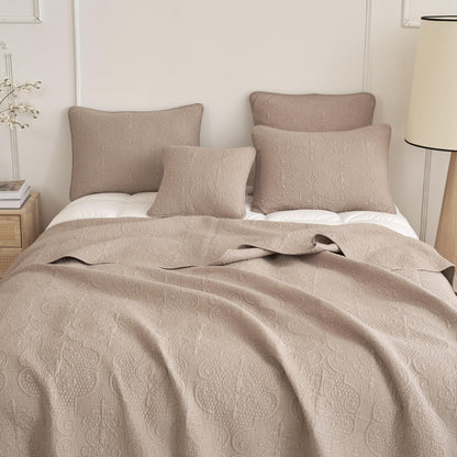 DaDa Bedding Neutral Taupe Beige Sandy Elegant Matelasse Cotton