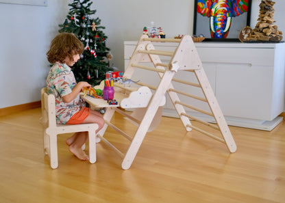 Foldable Montessori Climbing Triangle Set with Portable Table and