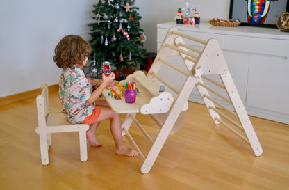 Foldable Montessori Climbing Triangle Set with Portable Table and