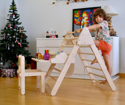 Foldable Montessori Climbing Triangle Set with Portable Table and