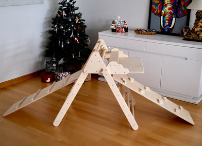 Foldable Montessori Climbing Triangle Set with Portable Table and