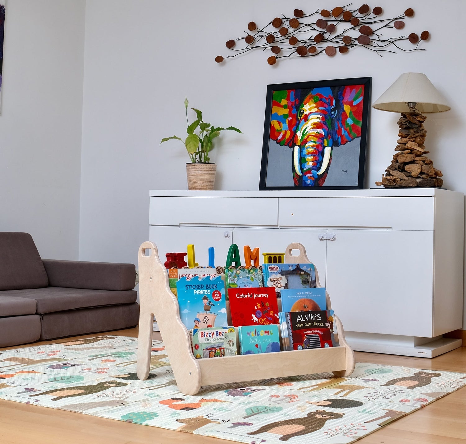 Curved Wooden Bookshelf in Multiple Sizes – Elegant Wave Design