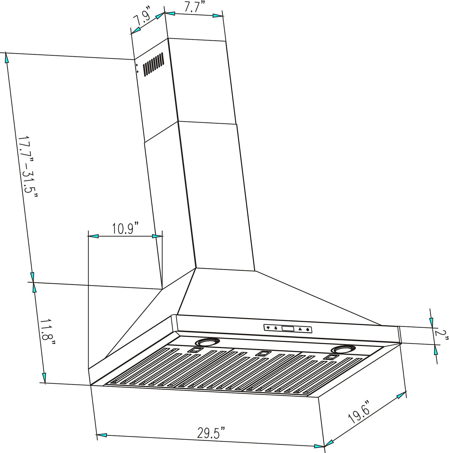 Empava 30RH03 30 in. 380 CFM Wall Mount Range Hood