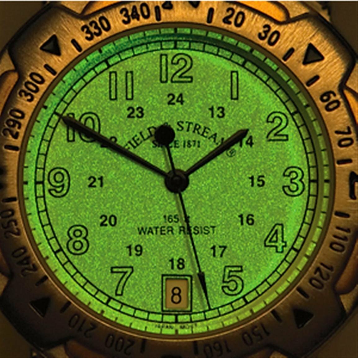 Field &amp; Stream Camp Master Green Dial Multi-Function Compass Leather