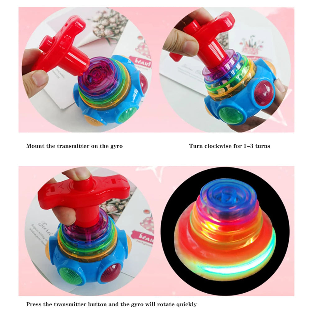 Gyro Toy Colorful Flashing Gyro Music Spinning Toy With Launcher For Children Gifts Kids Toys Jouets Et Loisirs