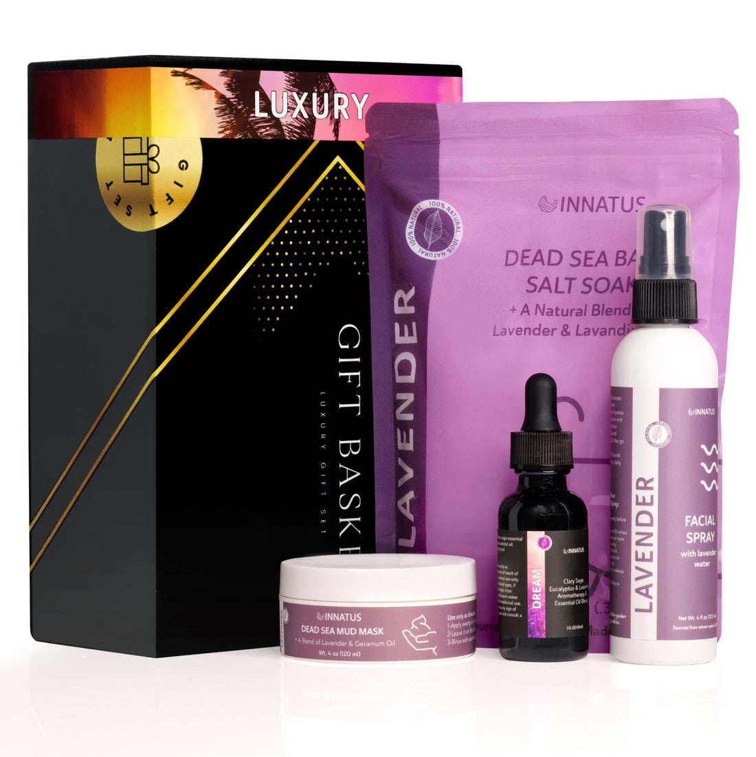 Luxury Dead Sea Spa Gift Set - Bath Salt, Facial Spray, Mud Mask &amp;