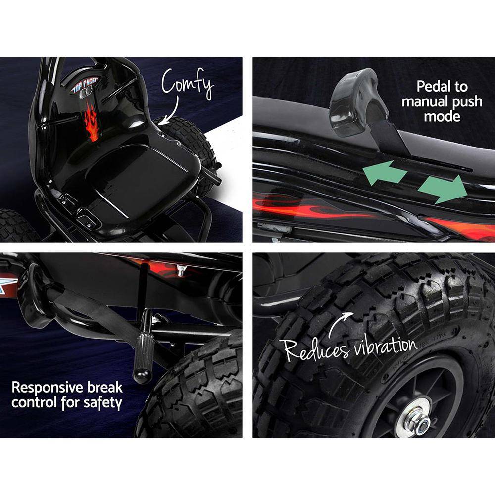 Rigo Kids Pedal Go Kart Ride On Toys Racing Car Rubber Tyre Black