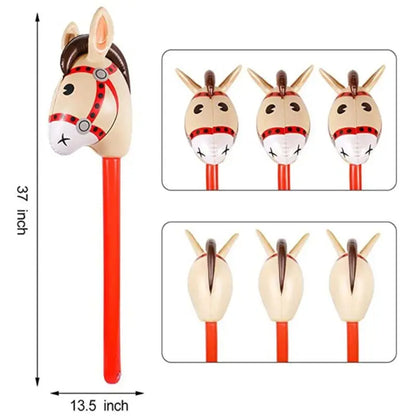 Inflatable Horse Heads Cowgirl Stick PVC Balloon Outdoor Educational Toys Gifts