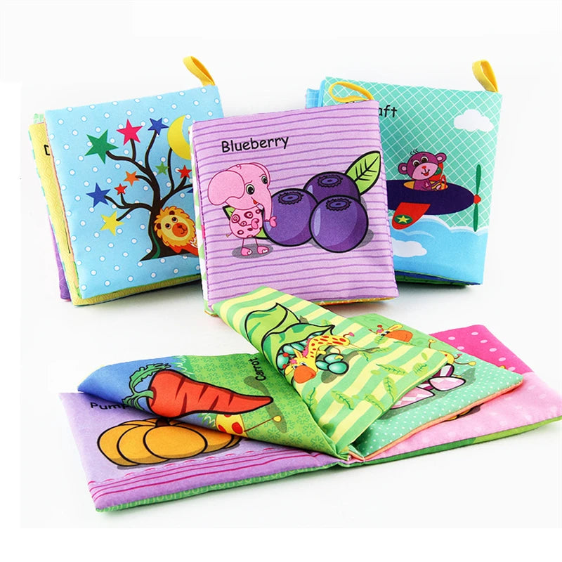 0-12 Months Baby Cloth Book Fruits Animals Cognize Puzzle Book Infant Kids Early Learning Educational Fabric Books Toys игрушк