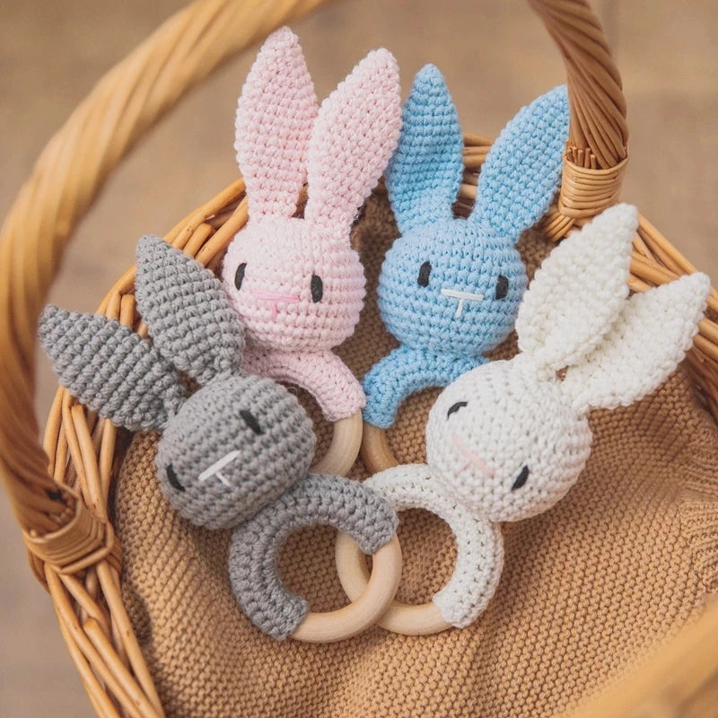 1Pc Wooden Baby Teether Crochet Elephant Rattle Toy BPA Free Wood Rodent Rattle Baby Mobile Gym Newborn Stroller Educational Toy