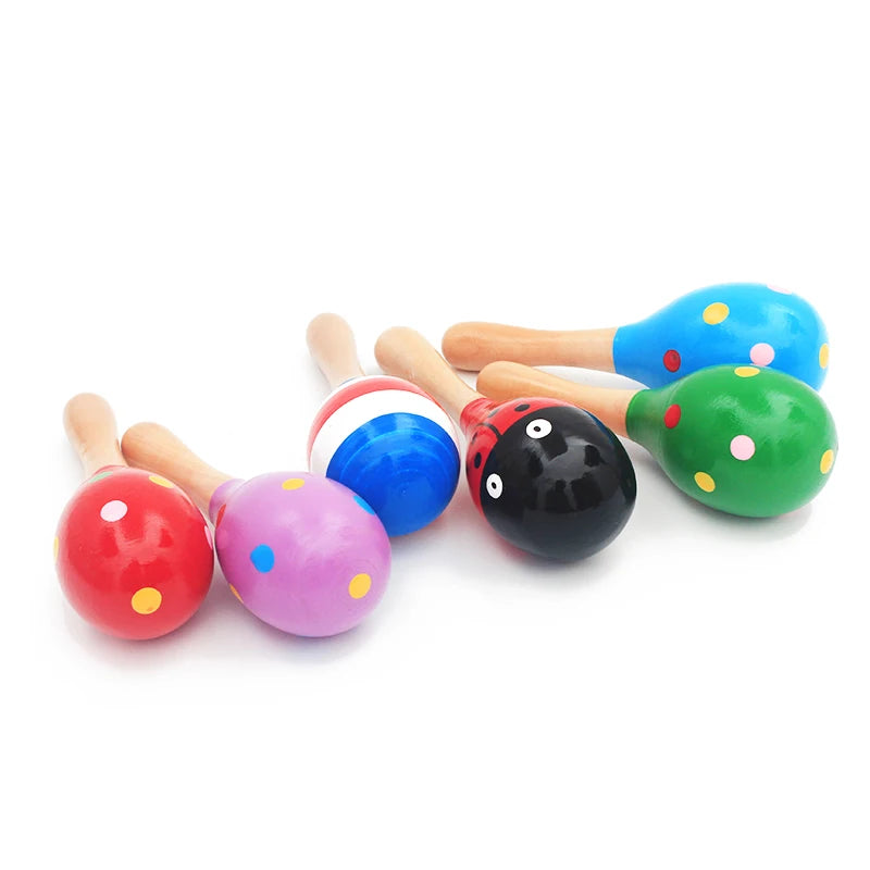 1Pc 12x4cm Infant &amp; Toddlers Wood Sand Hammer Wooden Maraca Rattles Sand Hammer Kids Musical Party Favor Child Baby Shaker Toy