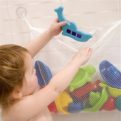 Baby Shower Bath Toys White Baby Kids Toy Storage Mesh with Strong Suction Cups Toy Bag Net Bathroom Organizer