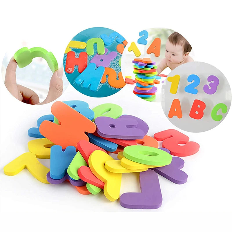 Alphanumeric Letter Bathroom Toys Bathtub Soft EVA Kids Baby Early Education Learning Foam DIY Sticker Puzzle Bubble Water Toys