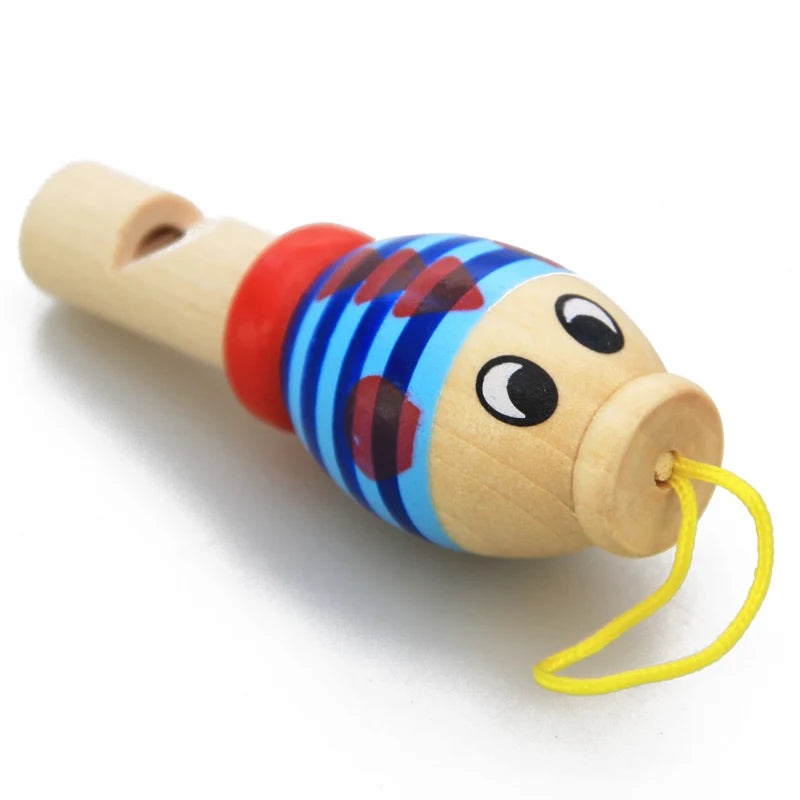 1Pc Infant Whistling Toy Wooden Random Color Toys Cartoon Animal Whistle Educational Music Instrument Toy for Baby Kids Children