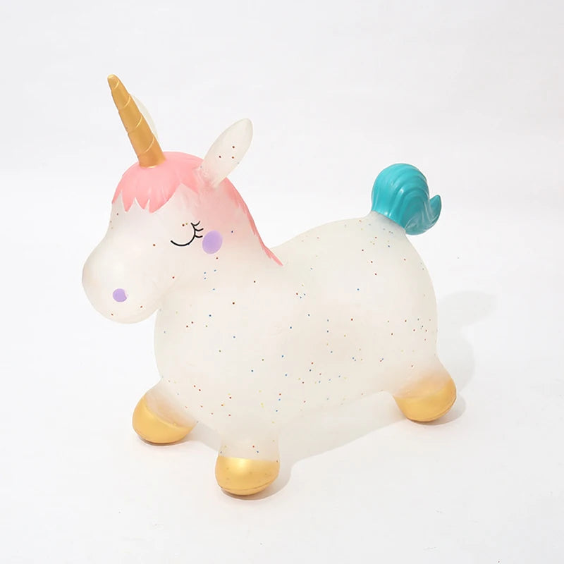 Doki Toy 55cm Baby Jumping Horse Inflatable Ride on Animal Toys Children Cute Unicorn Bouncy Sports Games Toys for Kids 2021