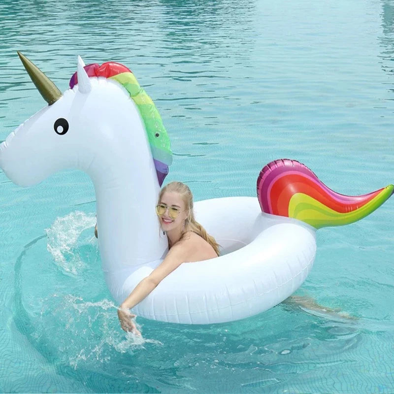 Summer Ring Tool Free Pump Gift  Inflatable Ride-ons Life Buoy Unicorn Bath Water Toy Pool Rafts For Children &amp; Adult Swimming