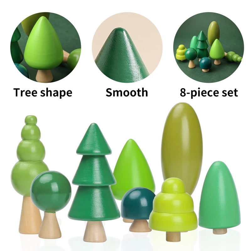 Wooden Building Block Forest Ornaments Toys Mushroom Christmas Tree Children Montessori Educational Wooden Grasp Matching Toys