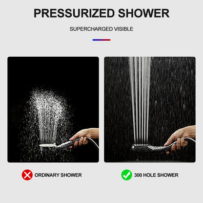 300 Holes Shower Head High Pressure Rainfall Water Saving Flow With Chrome ABS Sprayer Nozzle Square Shower Bathroom Accessories