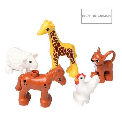 Big Building Blocks Zoo Animals Accessories Poultry Farm Sea Dinosaur Assemble Bricks Sets DIY Education Toys For Children Gifts