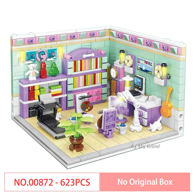 Friends Mini Bricks Girls Bedroom Morden Princess Set Playground House Designer DIY Building Block Toys for Kids Christmas Gifts