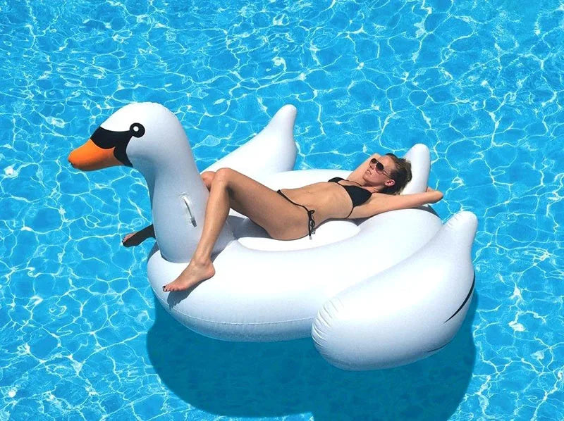 For Adult Pool 60 Inches Giant Inflatable Rose Gold Flamingo Swan Ride-on Summer Toys Swimming Pool Games Water Mattress Floats