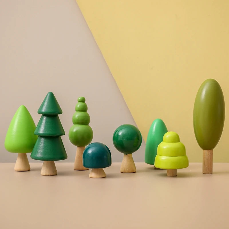 Wooden Building Block Forest Ornaments Toys Mushroom Christmas Tree Children Montessori Educational Wooden Grasp Matching Toys