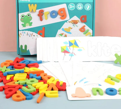 Wooden Spelling Puzzle Game Children English Letter Learning Education Toys for Kids Alphabet Preschool Teaching Aids Match Toys