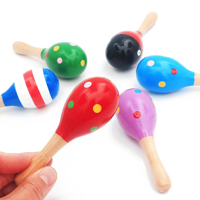 1Pc 12x4cm Infant &amp; Toddlers Wood Sand Hammer Wooden Maraca Rattles Sand Hammer Kids Musical Party Favor Child Baby Shaker Toy