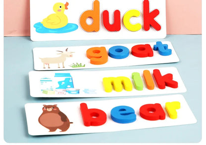 Wooden Spelling Puzzle Game Children English Letter Learning Education Toys for Kids Alphabet Preschool Teaching Aids Match Toys