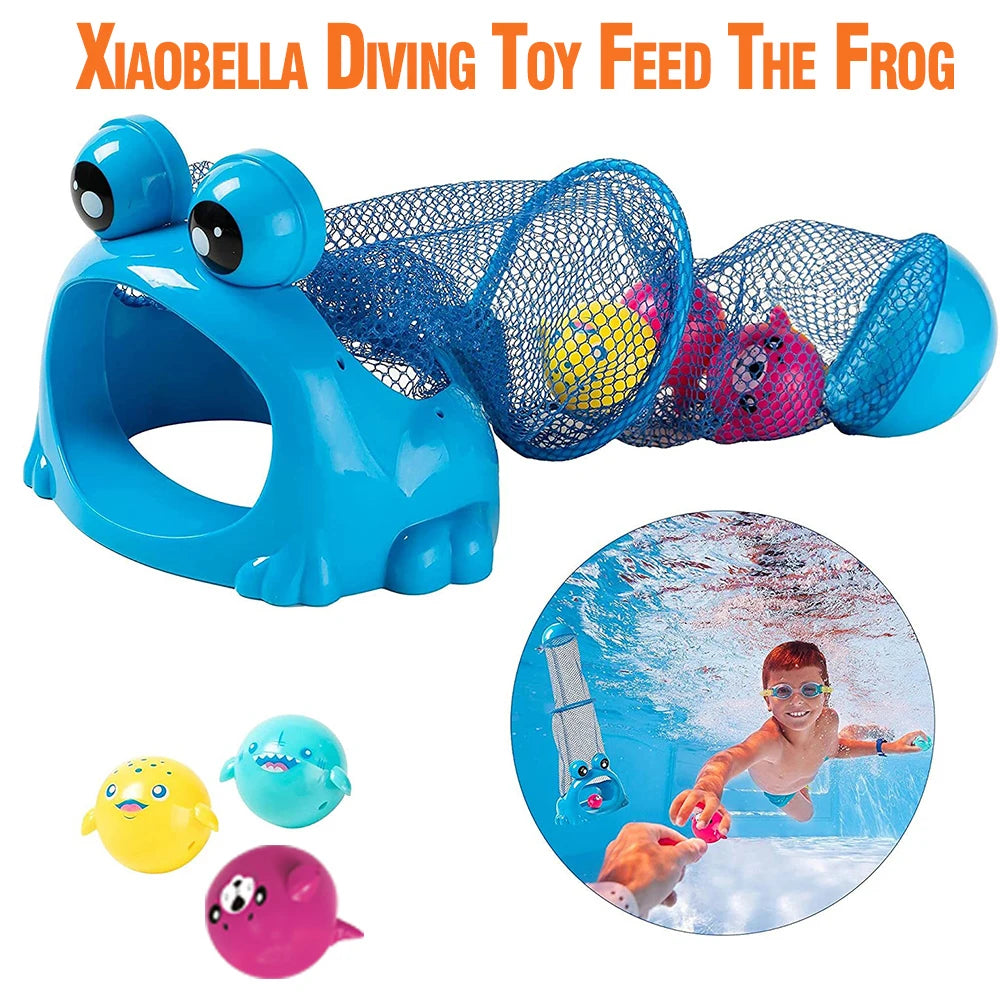 Summer Diving Training Toys Feed The Frog Game The Bottom Feeder Underwater Swimming Pool Dive Toys Bath Toys for Boys and Girls