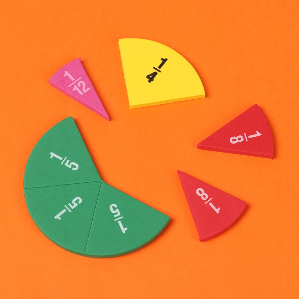 9Set EVA Round Shaped Fractions Instrument Montessori Math Educational Toys Math Learning Tool Student Teaching Gifts