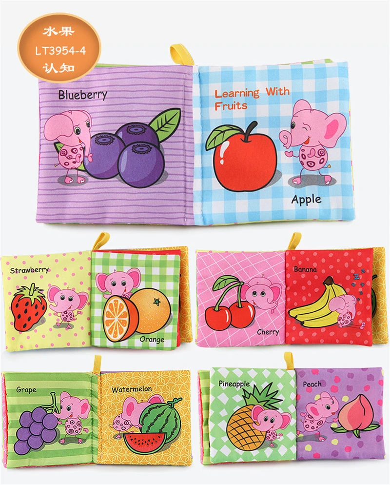 0-12 Months Baby Cloth Book Fruits Animals Cognize Puzzle Book Infant Kids Early Learning Educational Fabric Books Toys игрушк