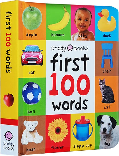 First 100 Animals Words Book for Kids Early Education Hardcover Board Book Baby Learning English Picture Books Montessori Toys