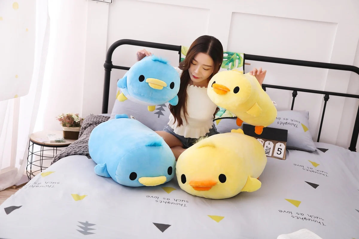 Stuffed Down Cotton Lying Duck Cute Yellow Duck Plush Toys for Soft Pillow Cushion Nice Christmas Gift