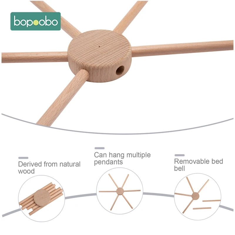 1Set Mobile Baby Hanger Baby Mobile Crib Hanger Frame Mobile DIY Crafts Frame Mobile Holder Wood Newborn Toy Children&