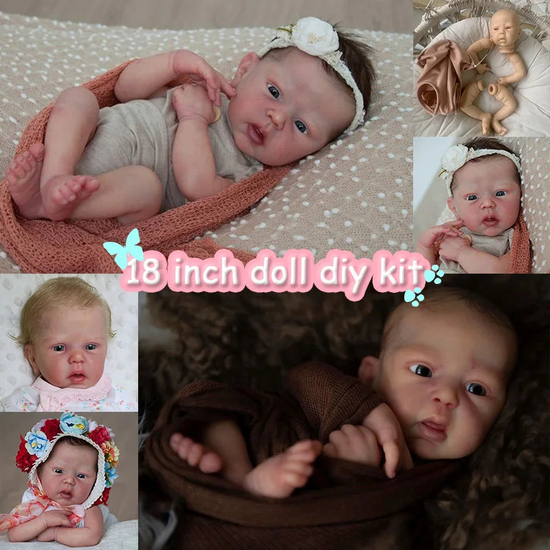 18Inch Reborn Mindy Awake Kit Open Eyes Reborn Baby Doll Kit Unpainted Reborn Kit Blank Parts Lifelike Kit Drop Shipping