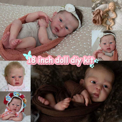 18Inch Reborn Mindy Awake Kit Open Eyes Reborn Baby Doll Kit Unpainted Reborn Kit Blank Parts Lifelike Kit Drop Shipping