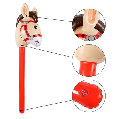 Inflatable Horse Heads Cowgirl Stick PVC Balloon Outdoor Educational Toys Gifts