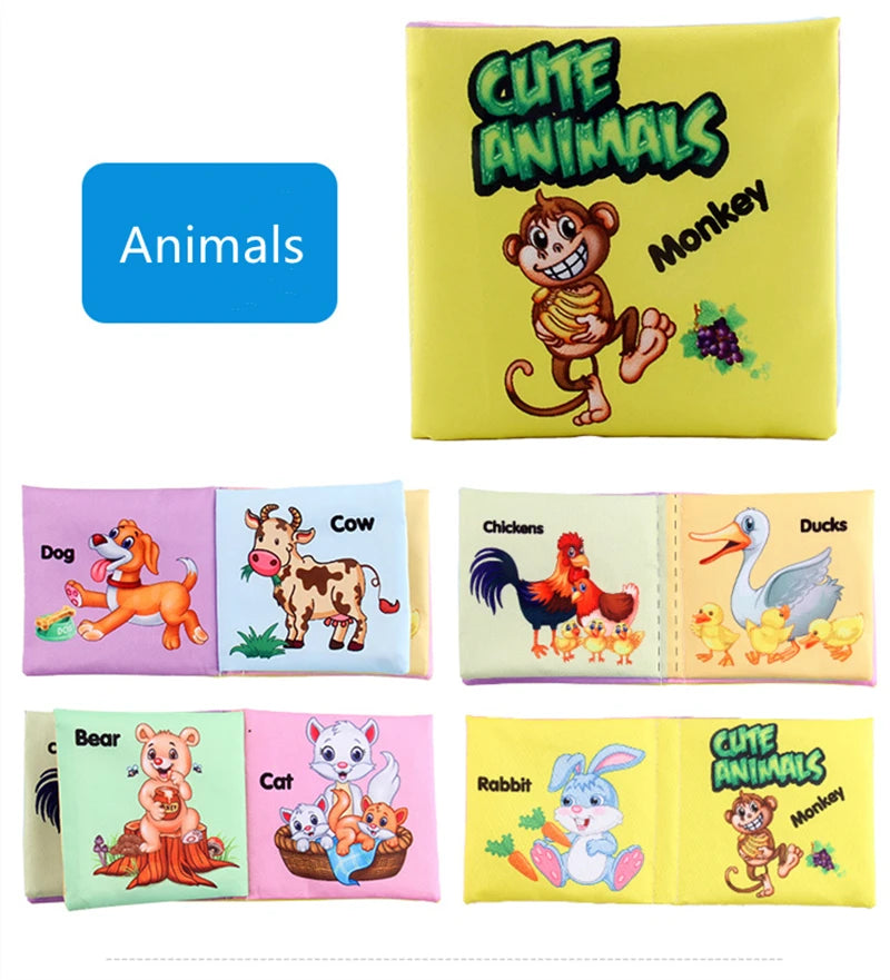 0-12 Months Baby Cloth Book Fruits Animals Cognize Puzzle Book Infant Kids Early Learning Educational Fabric Books Toys игрушк