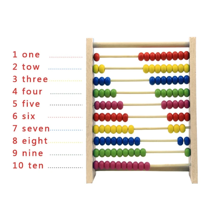 Wooden Abacus 10-row Colorful Beads Counting Kid Maths Learning educational toy