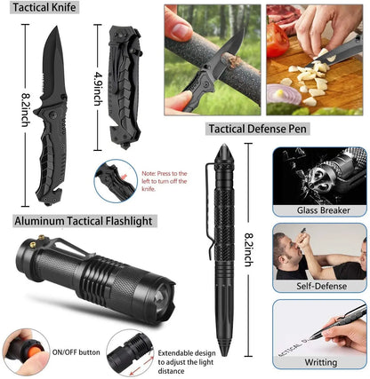 EDC Survival Kit Gear Tool Kit 47 IN 1 Emergency SOS Survival Tools Emergency Blanket Tactical Pen Flashlight Pliers Wire Saw