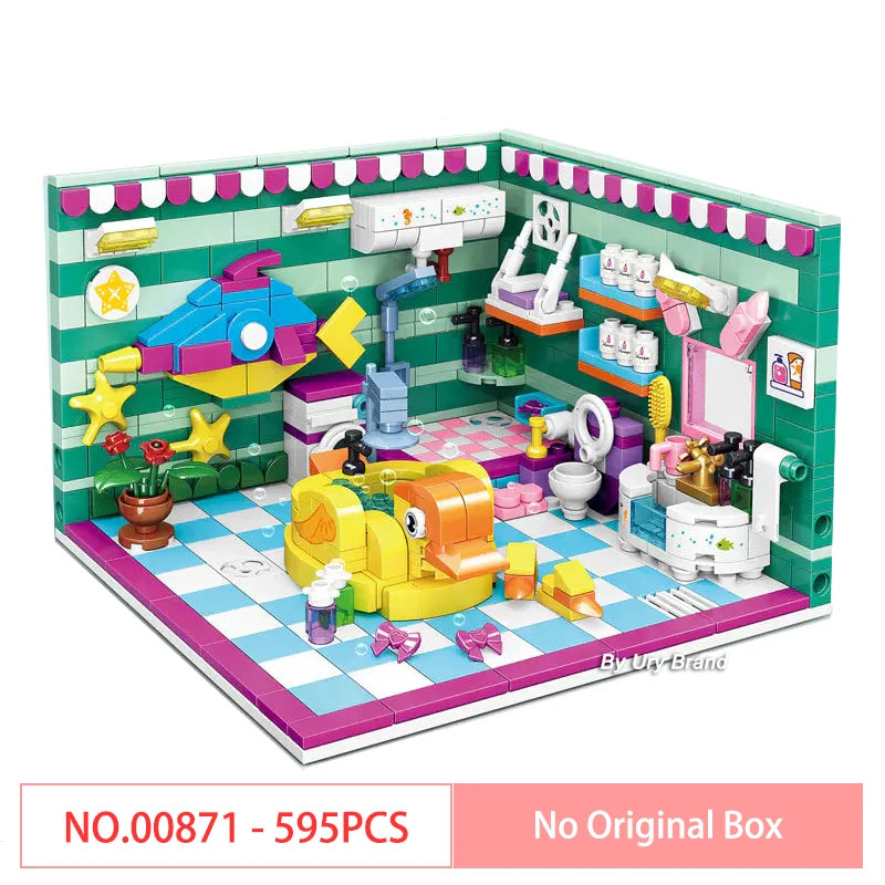 Friends Mini Bricks Girls Bedroom Morden Princess Set Playground House Designer DIY Building Block Toys for Kids Christmas Gifts