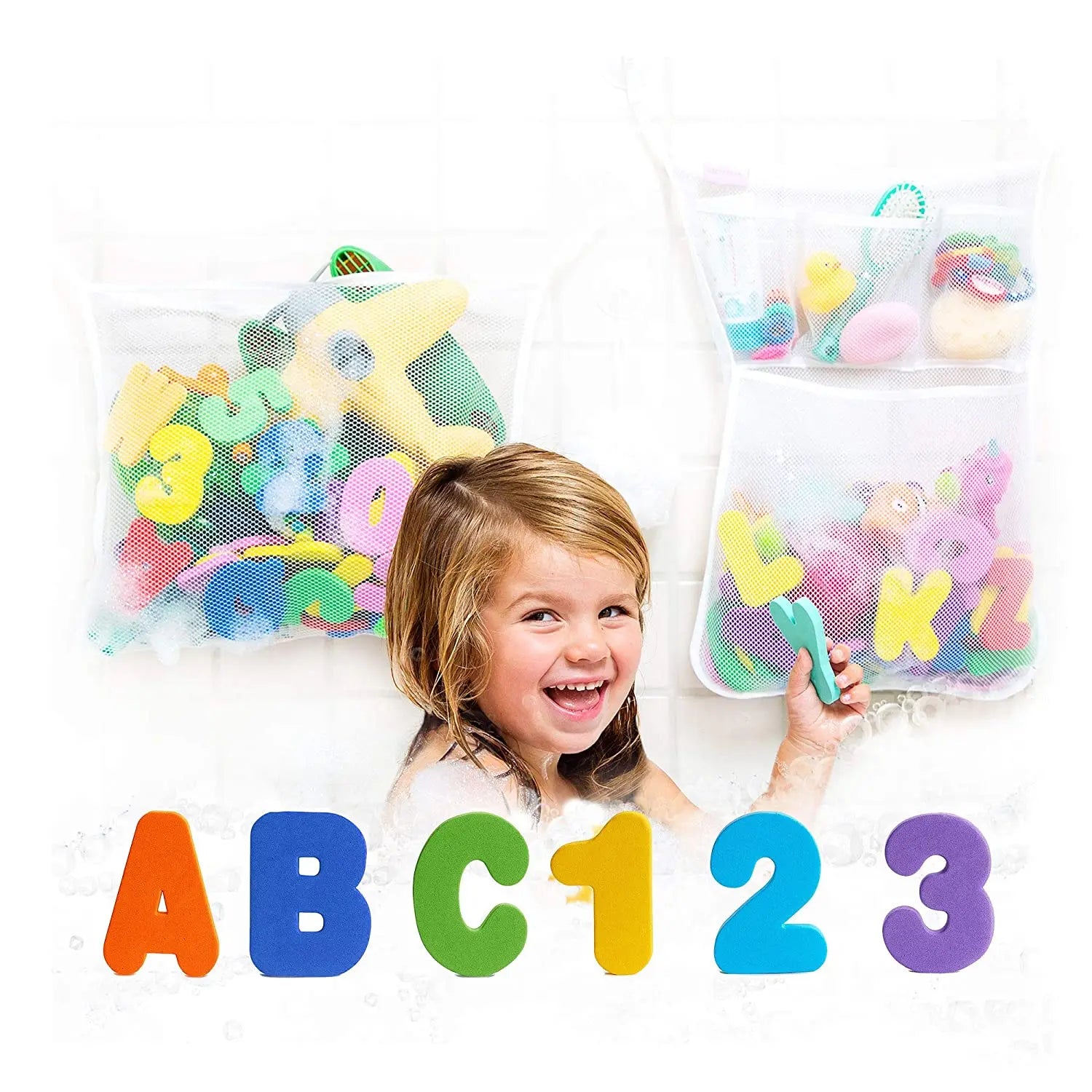 Alphanumeric Letter Bathroom Toys Bathtub Soft EVA Kids Baby Early Education Learning Foam DIY Sticker Puzzle Bubble Water Toys