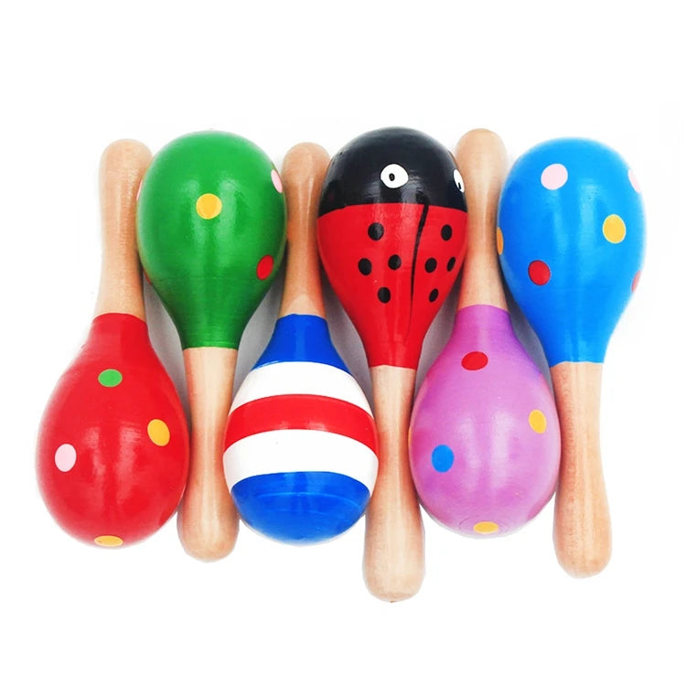 1Pc 12x4cm Infant &amp; Toddlers Wood Sand Hammer Wooden Maraca Rattles Sand Hammer Kids Musical Party Favor Child Baby Shaker Toy