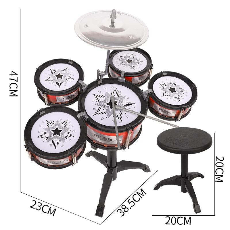 Simulation Drum Set Junior Drums Kit Jazz Drums Percussion Musical Instrument Wisdom Development Toys For Children Kid Gifts