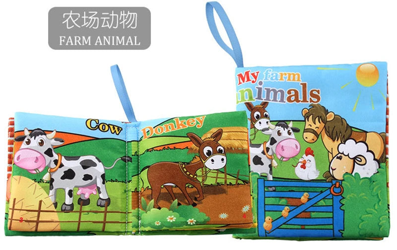 0-12 Months Baby Cloth Book Fruits Animals Cognize Puzzle Book Infant Kids Early Learning Educational Fabric Books Toys игрушк