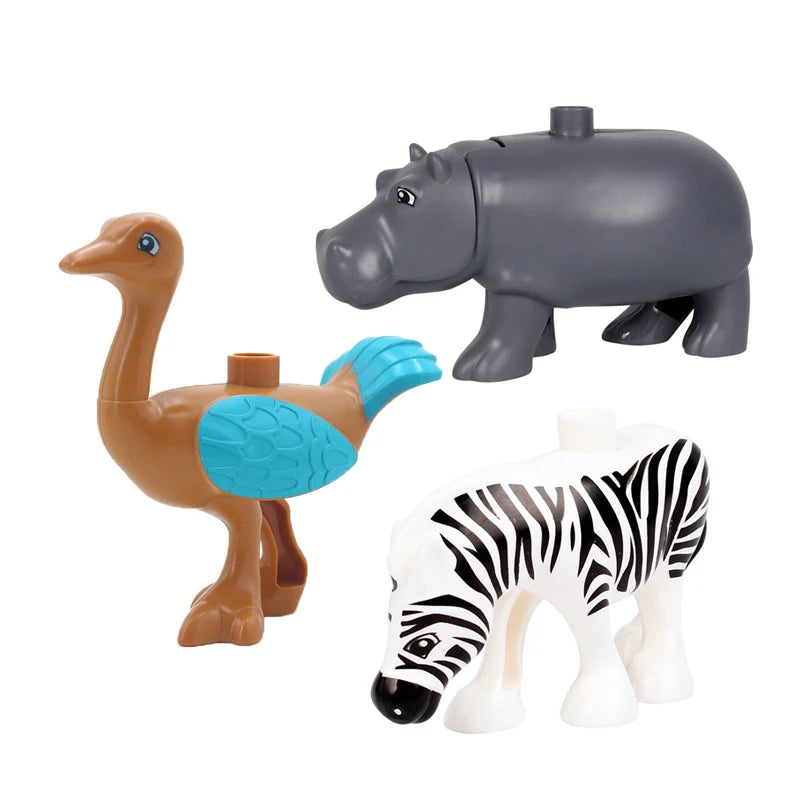 Big Building Blocks Zoo Animals Accessories Poultry Farm Sea Dinosaur Assemble Bricks Sets DIY Education Toys For Children Gifts