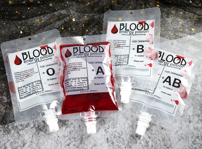 5pcs Creative Halloween Blood Drink Bag 250ml PET Food Bags Juice Bag Zombie Vampire Plasma Cosplay Props Halloween Decor Props